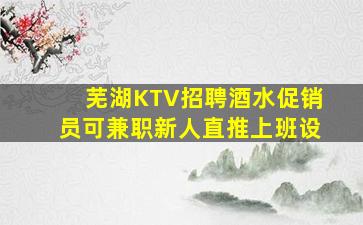 芜湖KTV招聘酒水促销员可兼职新人直推上班设
